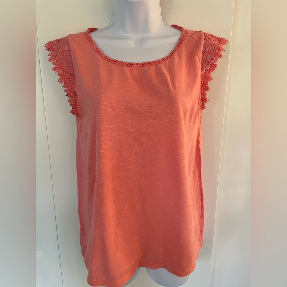 LOFT Coral Lace Accent Tank Top